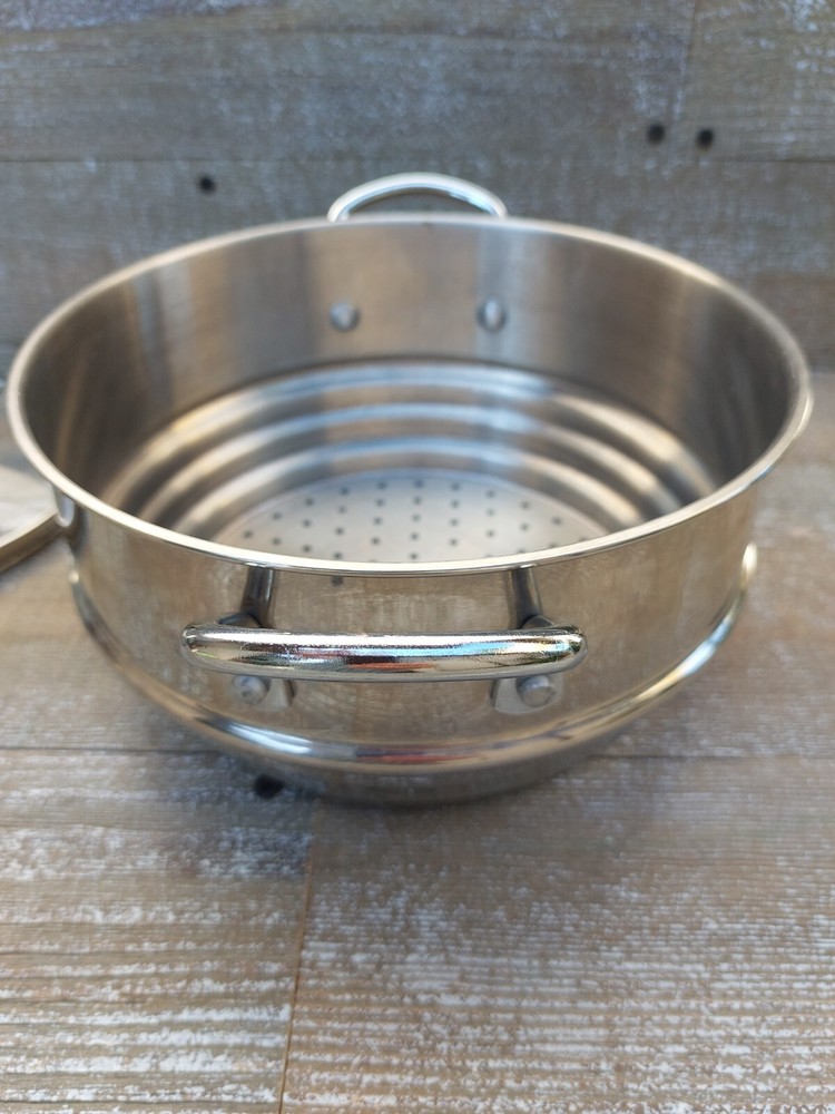 TIERED STAINLESS STEEL STEAMER/STRAINER INSERT WITH LID