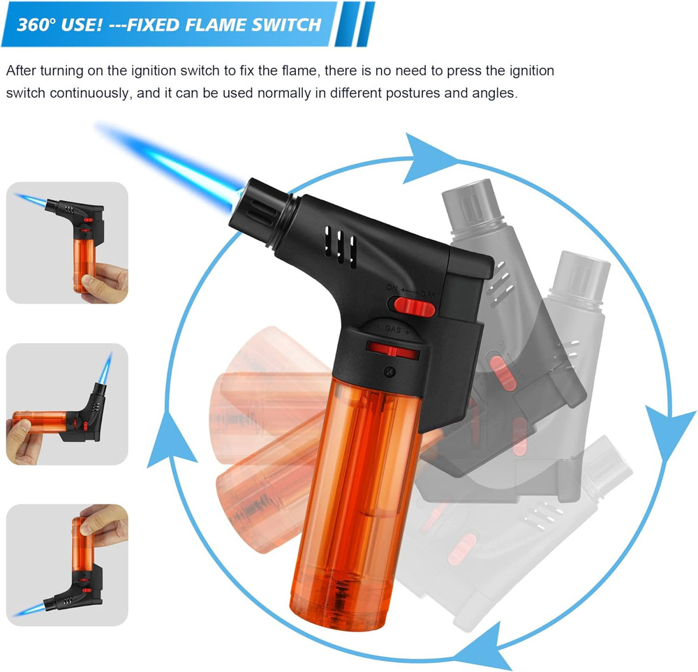 4 Pack of Torch Lighter, Jet Flame, Butane gas, Mini Refillable Windproof Lighte