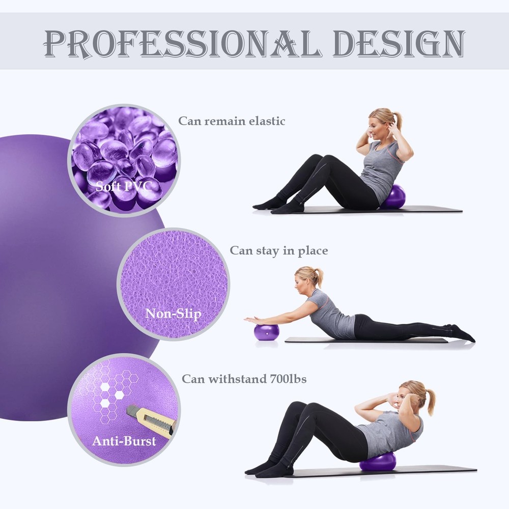 Soft Pilates Ball 9 Inch, Ideal Small Exercise Ball between Knee Squeeze for Phy