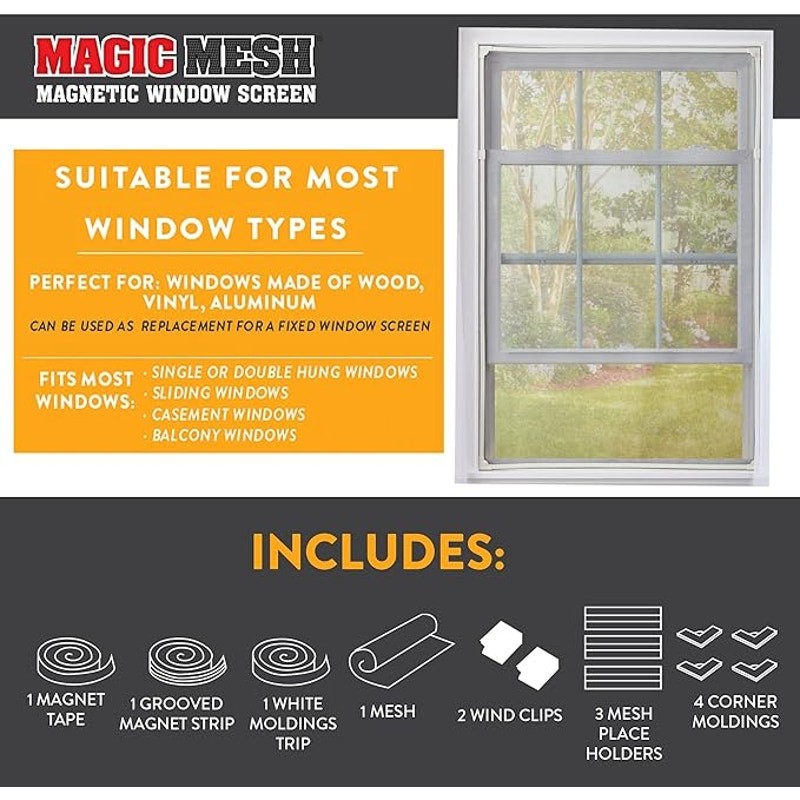 New Magic Mesh Magnetic Window Screen Replacement Screen Mesh DIY