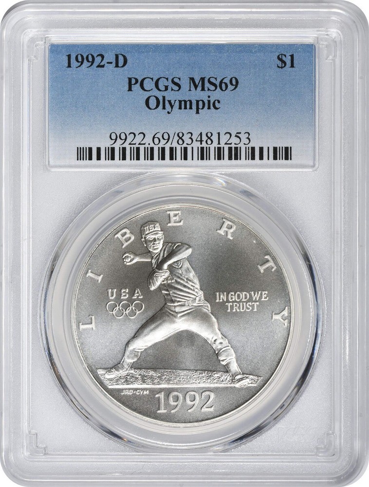 1992-D Olympic Silver Commemorative Dollar MS69 PCGS Mint State 69