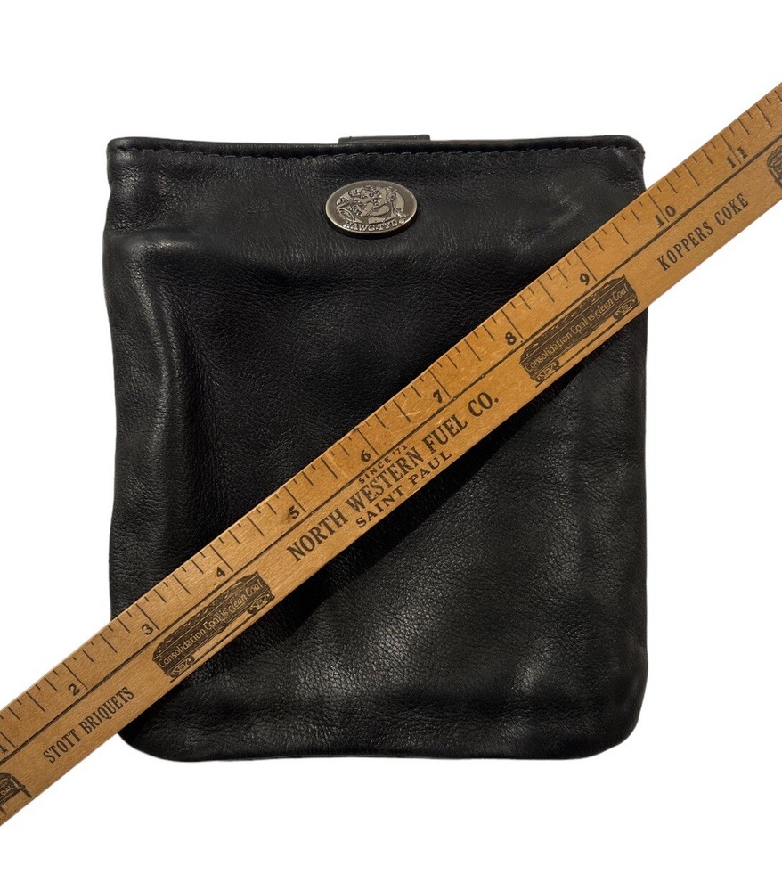 HAWG-TYD Black Leather Biker Pouch - Belt Strap / Mount