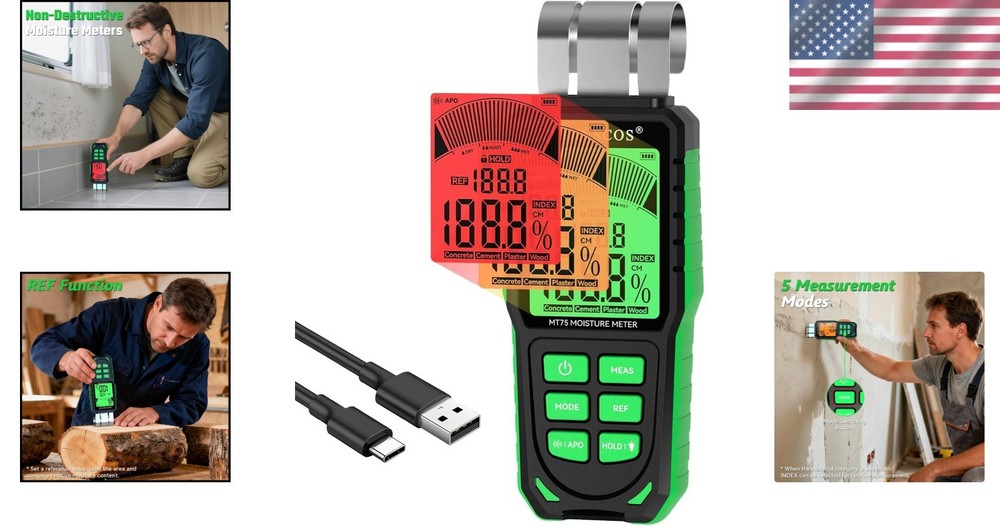 Professional Moisture Detector with Backlit LCD & REF Mode for Reliable Readings