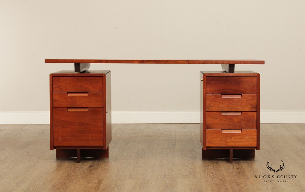George Nakashima Studio Walnut Double Pedestal Desk