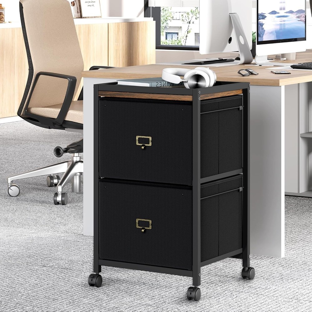 2 Drawer Mobile File Cabinet, Rolling Printer Stand, Vertical Filing Cabinet