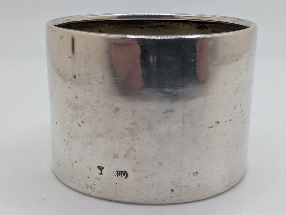 Antique German 800 Silver Napkin Ring "E" initial engraving, as is