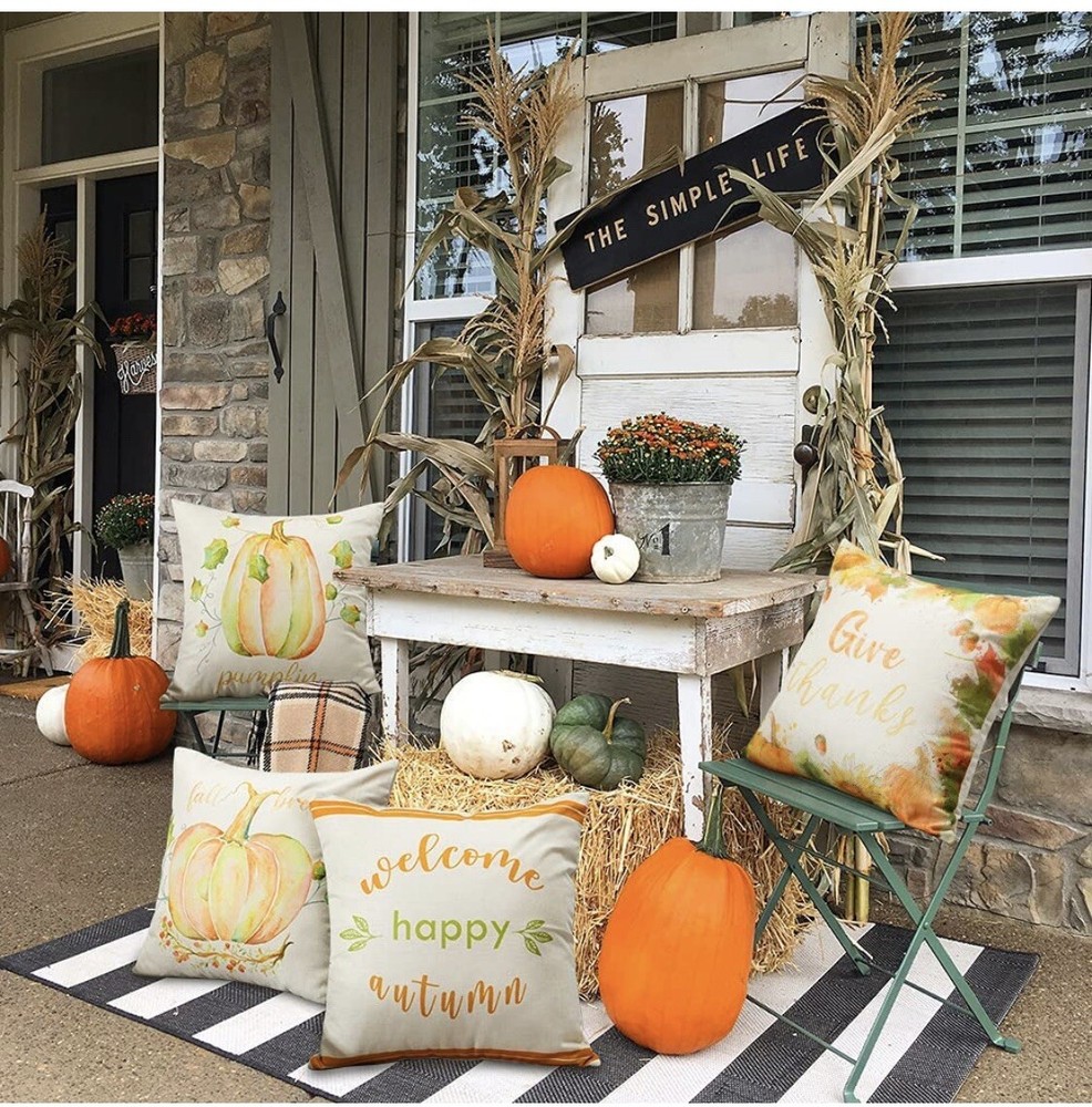 Soleebee Throw Pillow Covers Autumn Thanksgiving Decorative