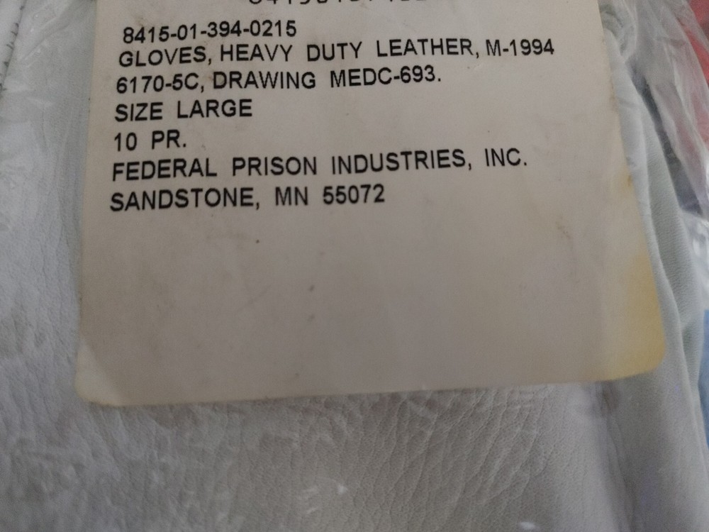 2pr NOS US Mil HeavyDuty Leather WorkGloves L firefighting drawstring cattlehide