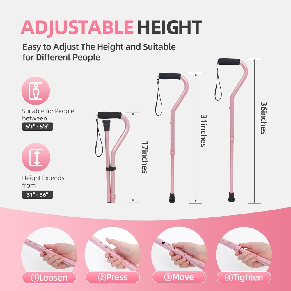 BeneCane Walking Cane for Men & Women Adjustable Cane with Offset Soft Cushio...