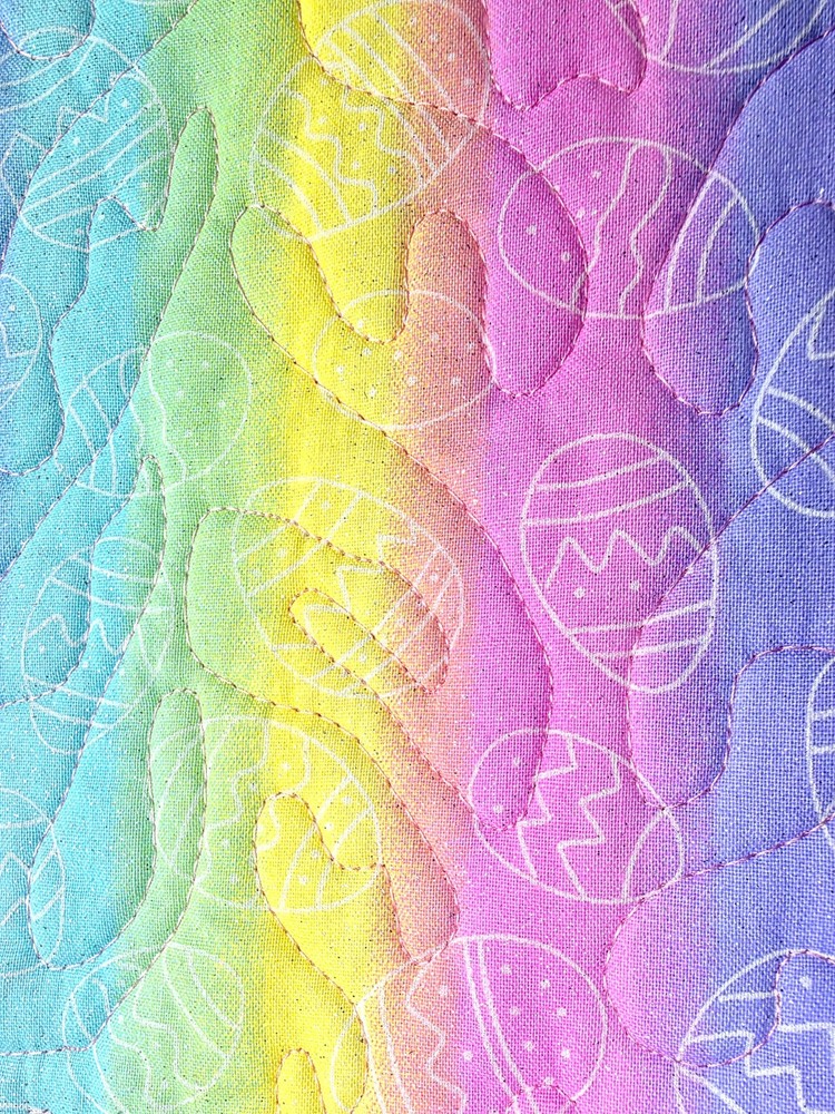 Handmade Quilted Table Runner Easter Eggs Rainbow glittered reversible bright