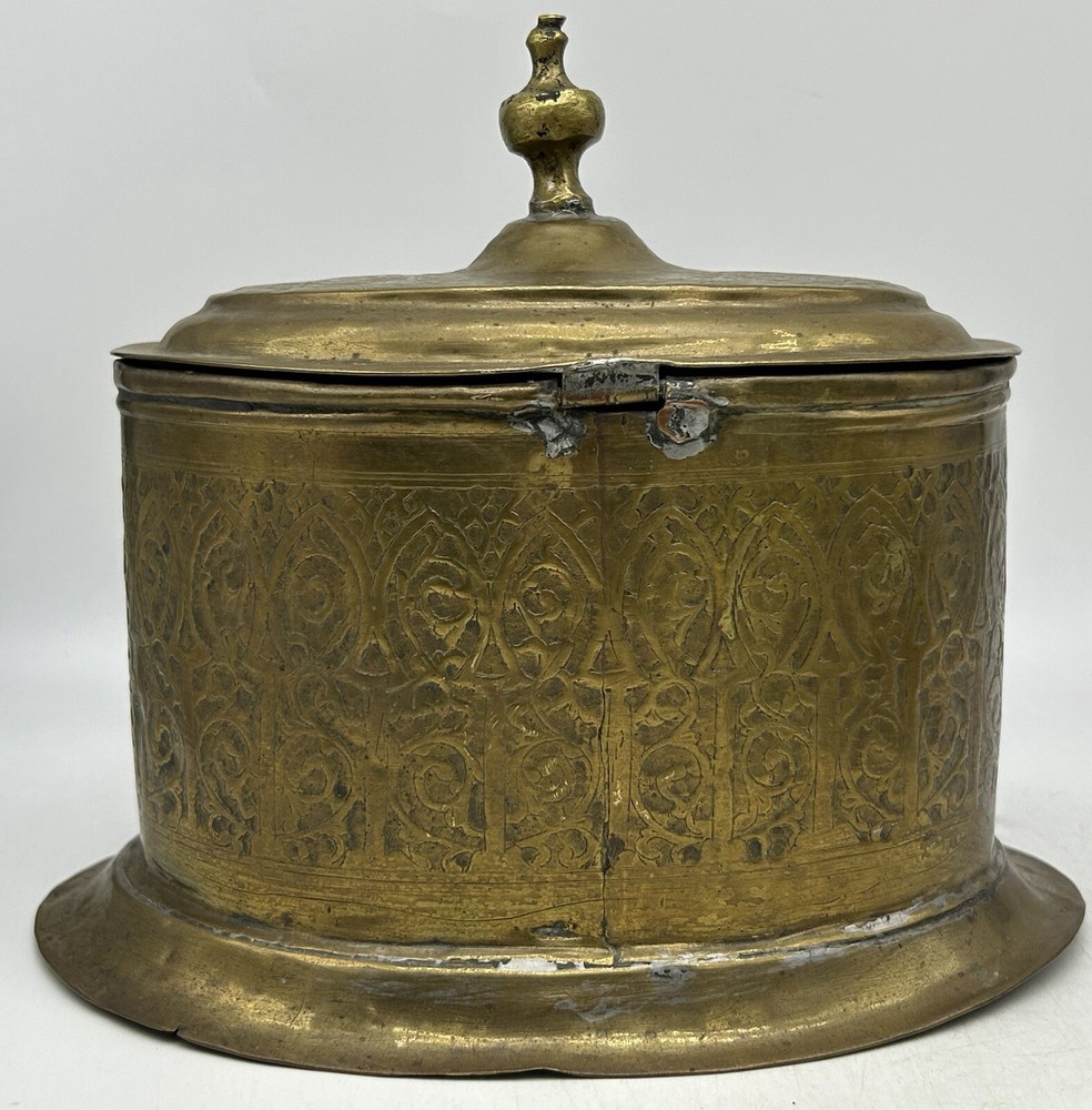 Antique Anglo Indian Oval Brass Tea Caddy