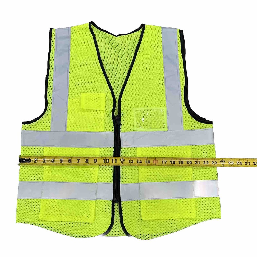 Safety Work Vest High Visibility Security Reflective, Lime Green