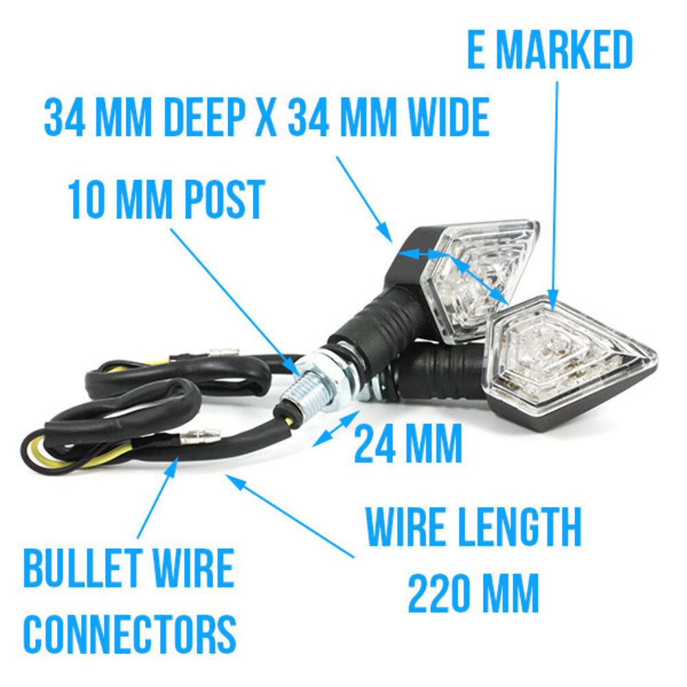 Black Diamond ABS Single LED Motorcycle Indicators Pair