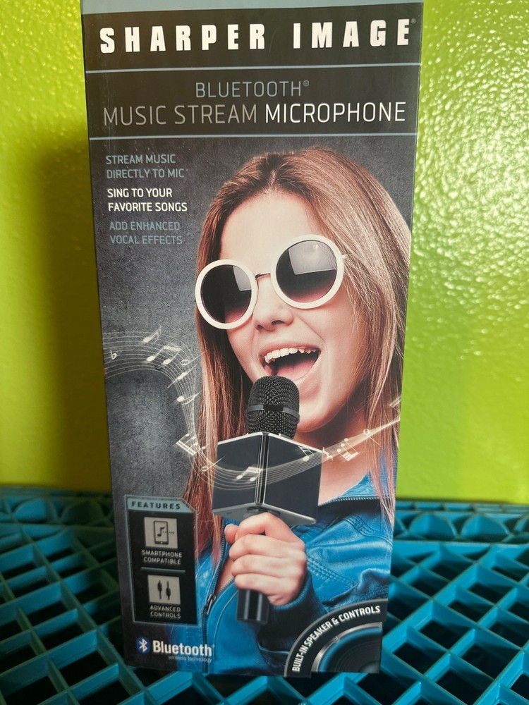 Sharper Image Bluetooth Music Stream Microphone With Built-In Speaker & USB Rech