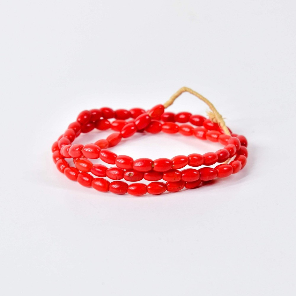 Bohemian Rice Molded Red Trade Beads