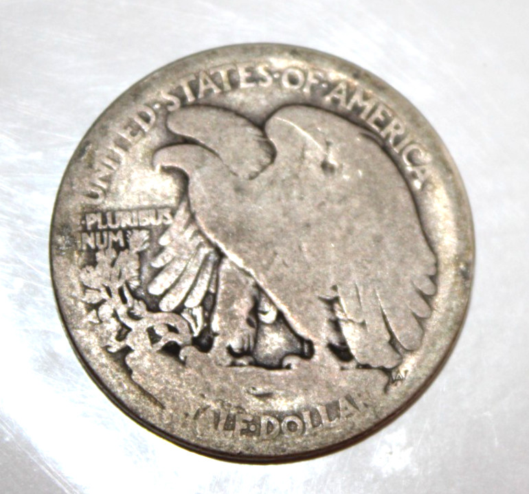 1916- D on Obverse Walking Liberty Half Dollar