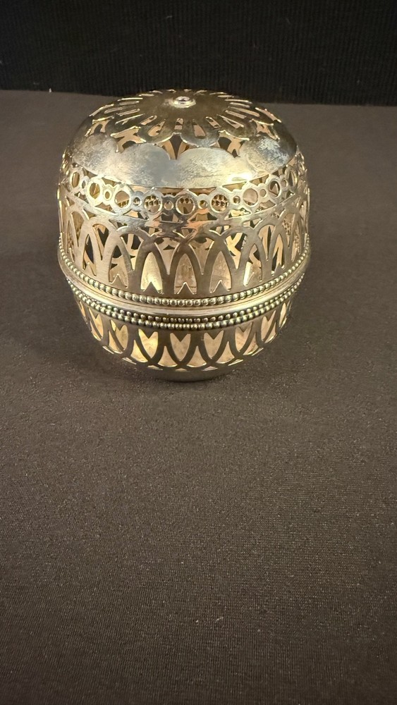 Gorham Sterling Silver Cut Work String Holder Beaded Rim 1891 for J.E. Caldwell