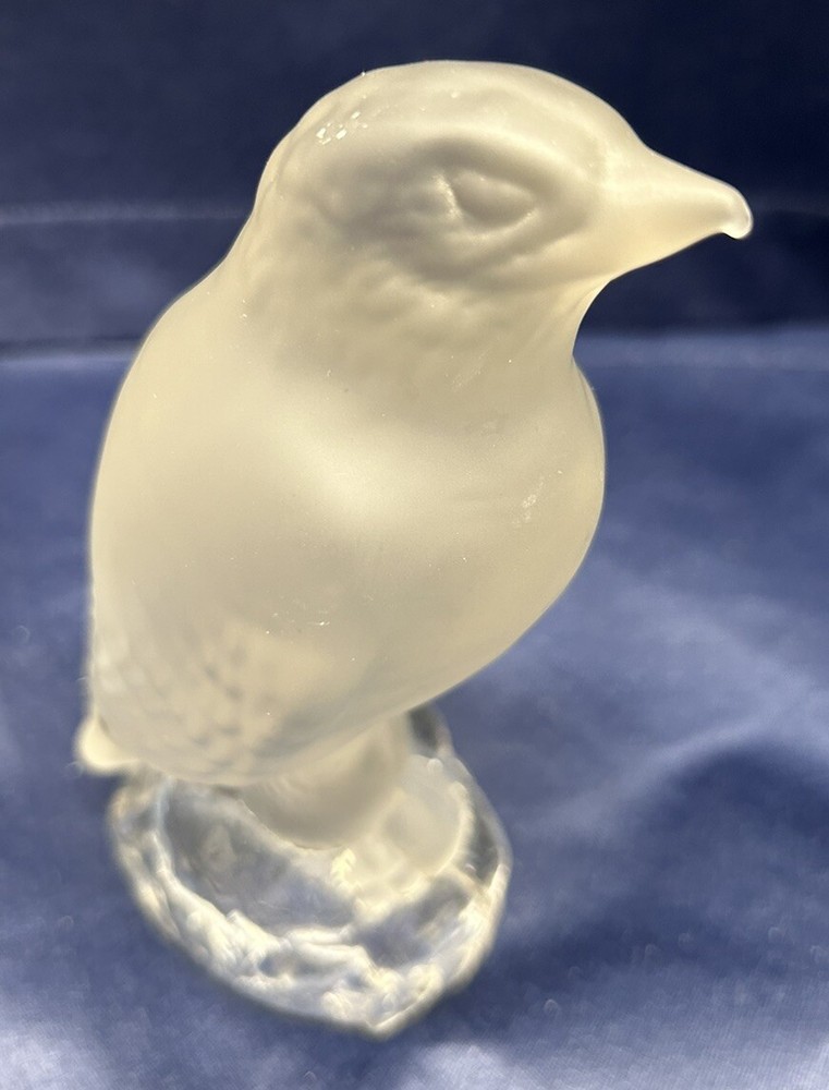Vintage CRYSTAL FROSTED BIRD ON CLEAR BASE 7”