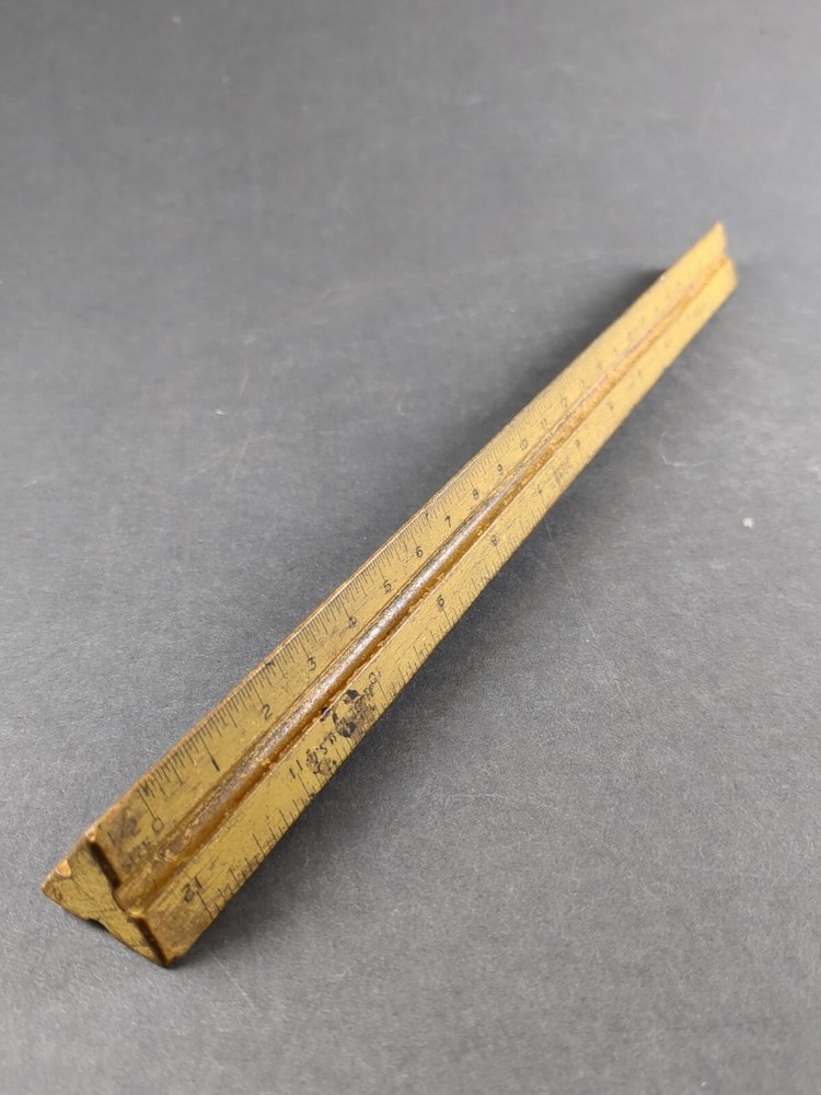 Dietzgen Wooden 3-Sided Triangular Scale Drafting Ruler USA VTG