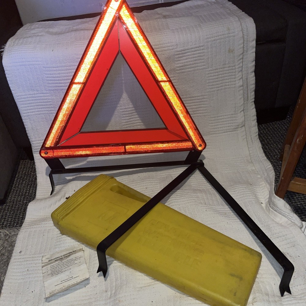 Vintage AA Advance Warning Triangle with Original Box