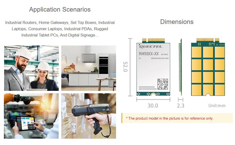 Quectel RM50x Series 5G Sub-6 GHz Module M.2 Form Factor Commercial Application