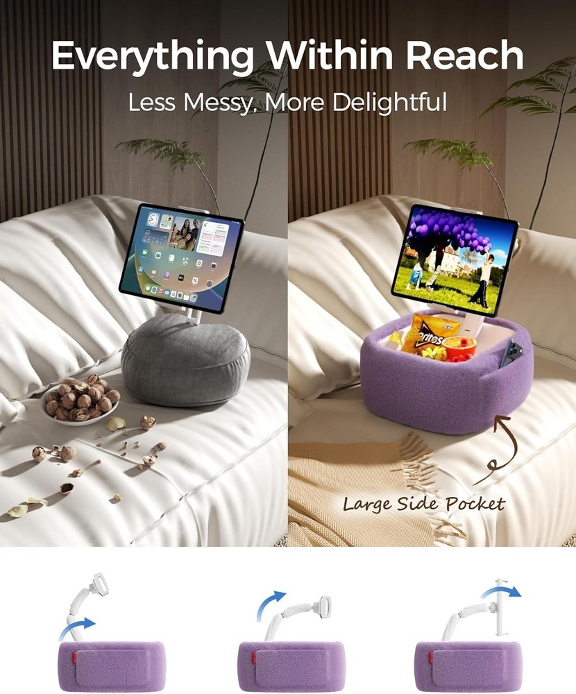 Plush Lap Tablet Holder with Snack Compartment