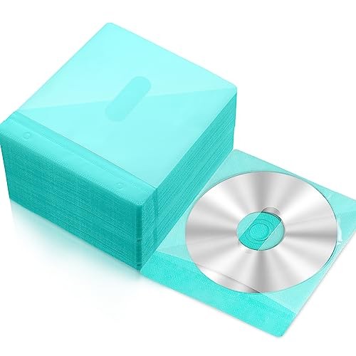 200 Pcs Cd DVD Sleeves Envelopes Bulk Double Sided Refill Plastic Disc Green