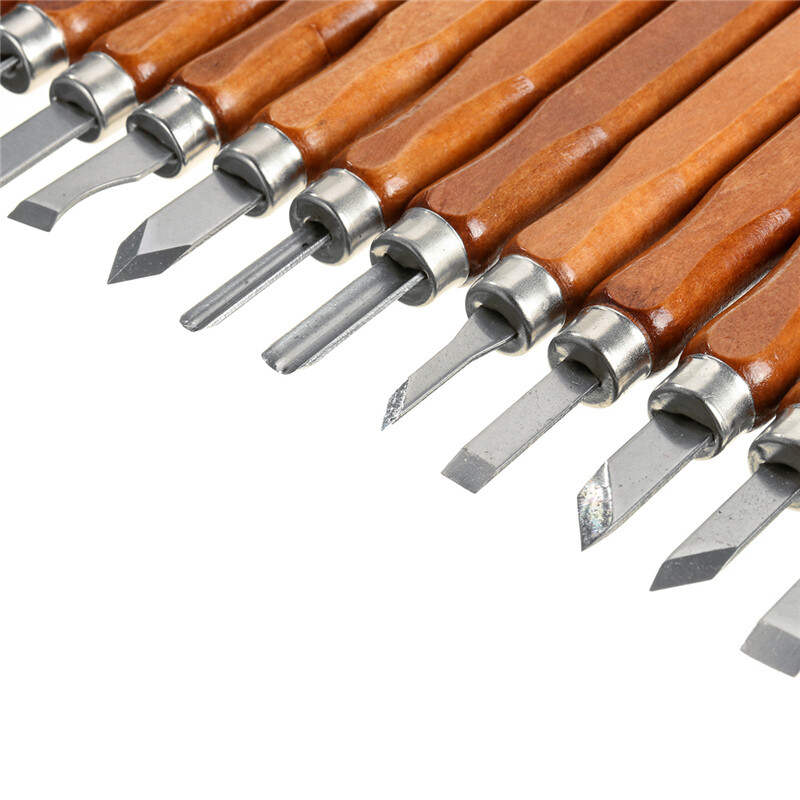 12Pcs Wood Carving Hand Chisel Tool Set Professional Woodworking DIY Gouges Kit