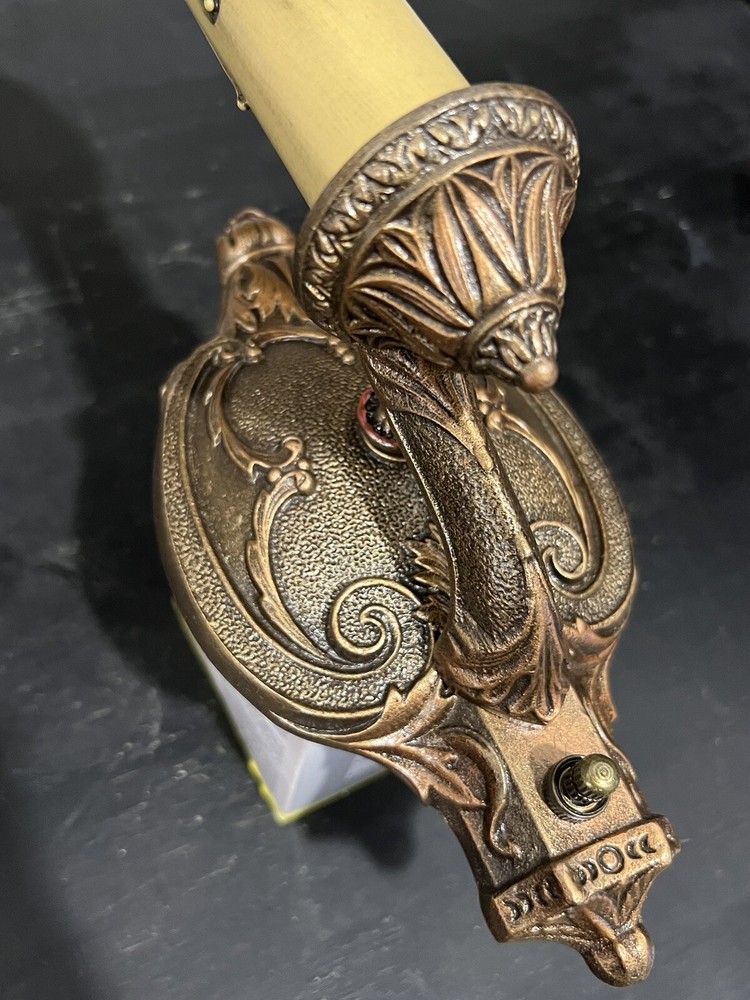 Pair antique Riddle Art Deco sconces Polychrome Finish 96E