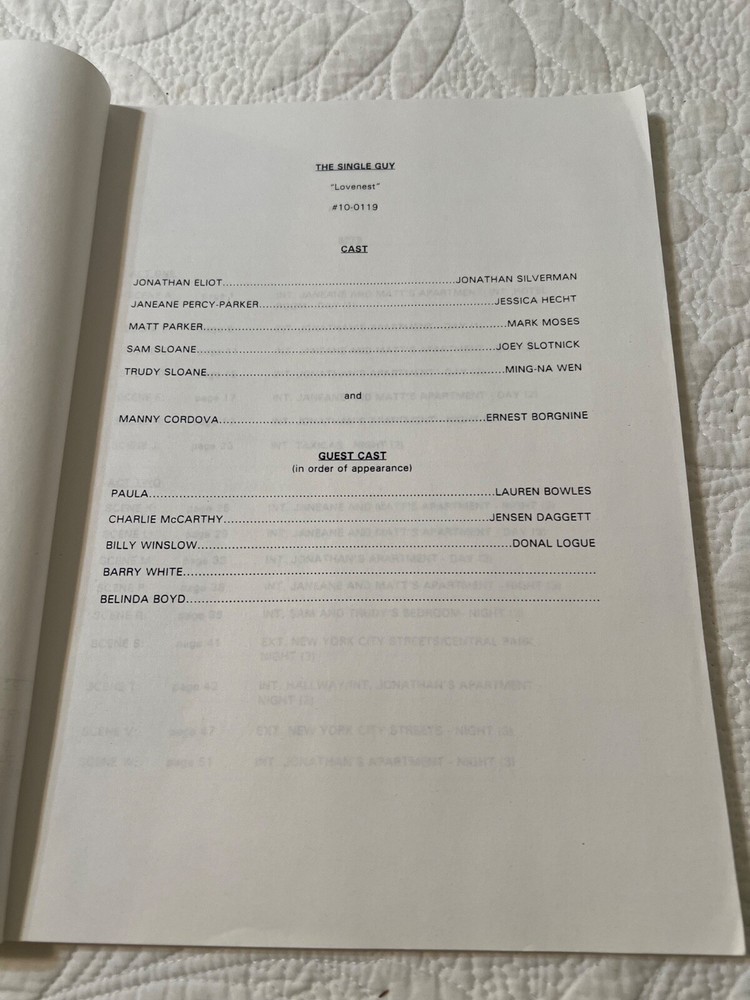 The Single Guy , "Lovenest" Script Screenplay Written By Brad Hall 1996