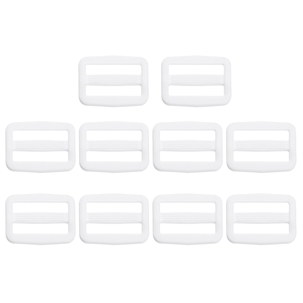 1 Inch Tri-Glide Slide Buckles, 10 Pack Plastic Webbing Strap Fastener, White
