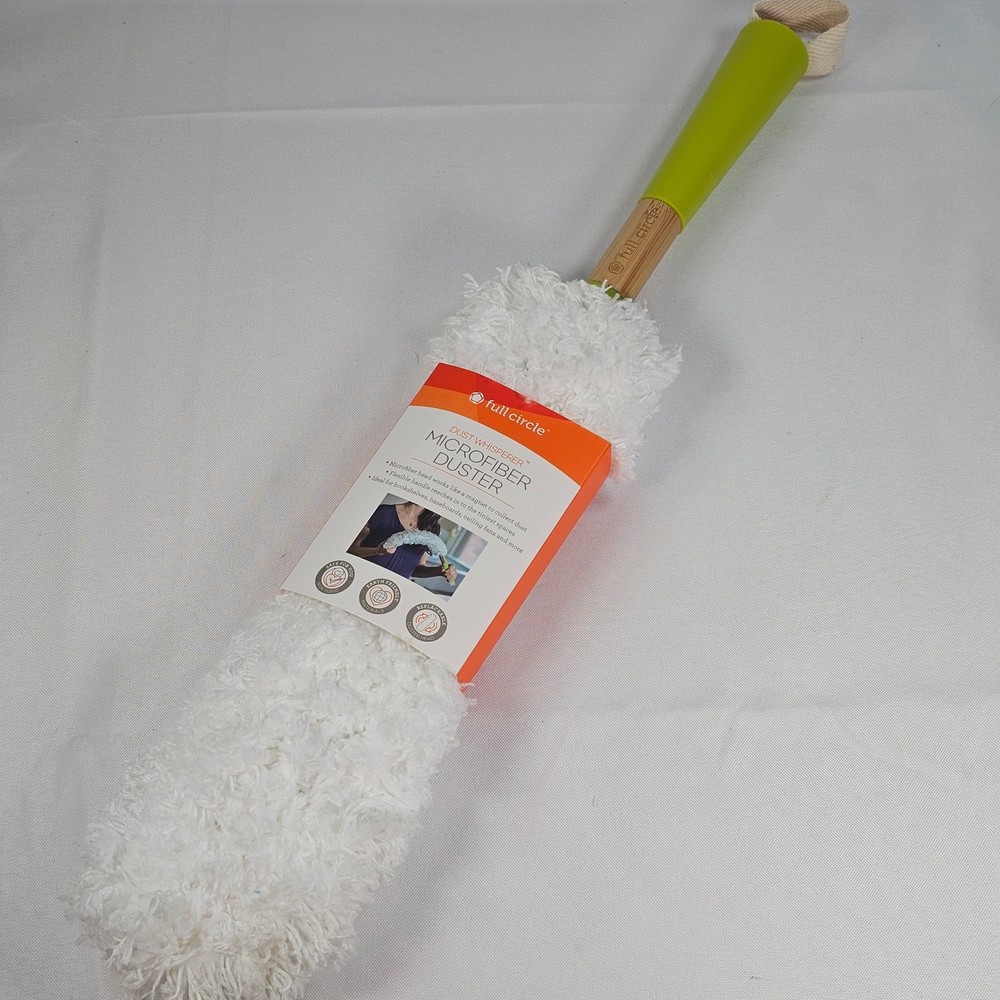 New Full Circle Dust Whisperer Microfiber Duster Bendable Handle Washable Head
