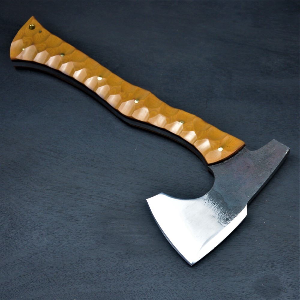 Handforged Full Tang Tomahawk, Camp Axe, Functional Bushcraft Hawk with Sheath
