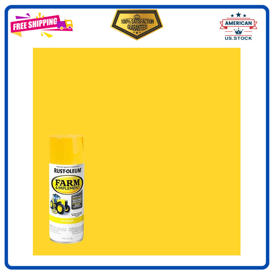 Rust-Oleum 280129 Farm & Implement Spray Paint – 12oz JD Yellow, 6-Pack