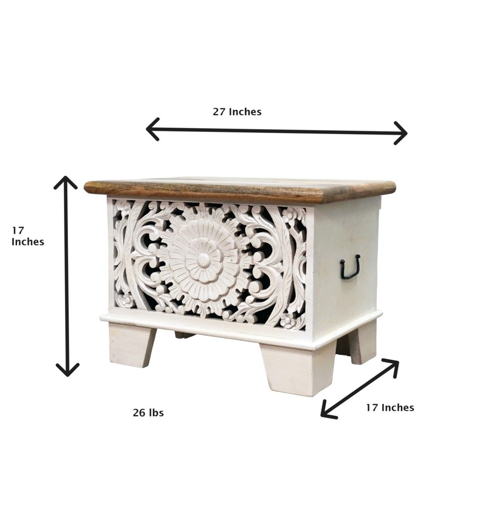 Hand-crafted Solid Wood Small Storage Trunk/Nightstand/Accent Table