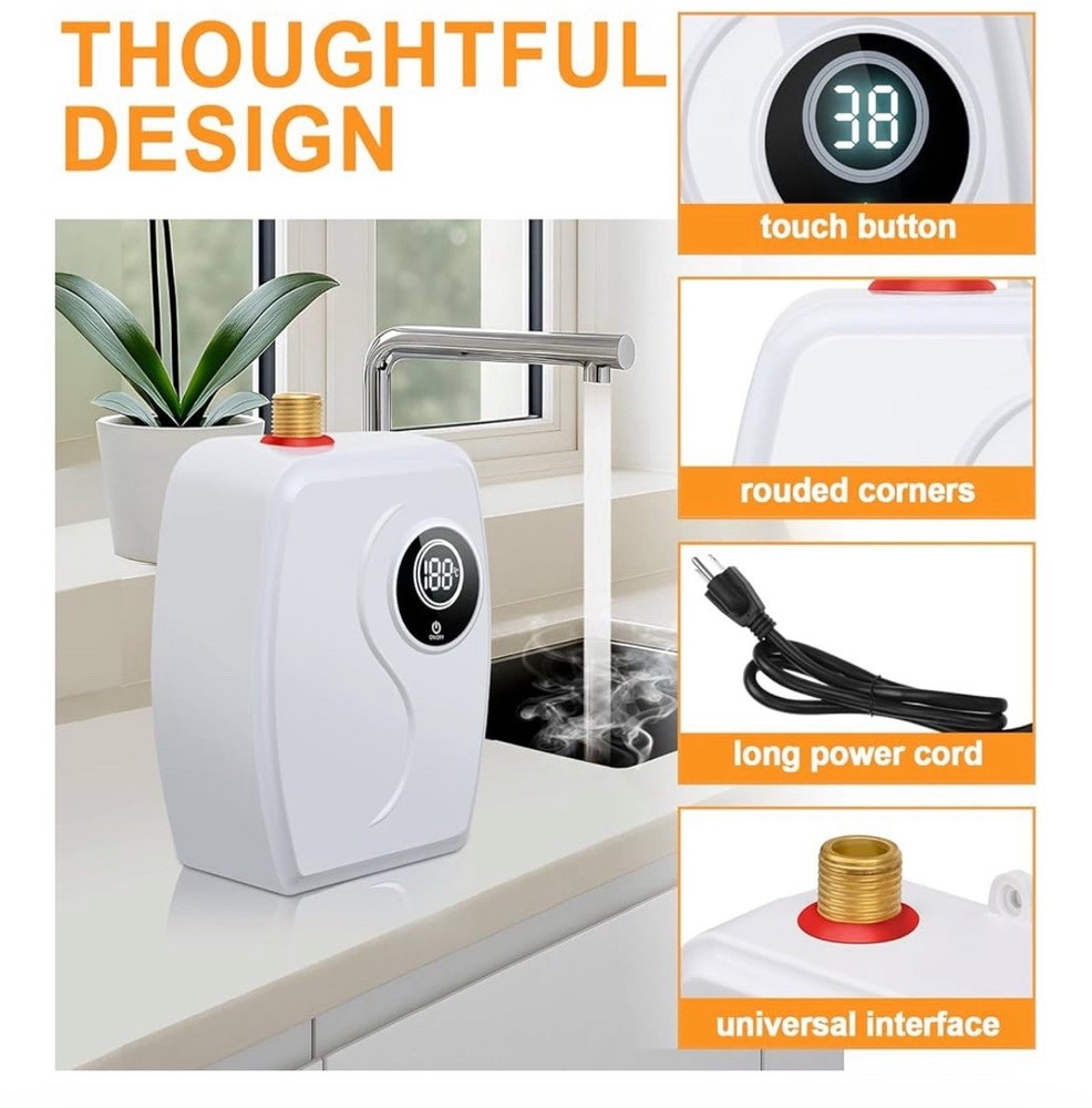Tankless Water Heater Electric 110V, 3000W Under Sink RV Digital Display NIOB