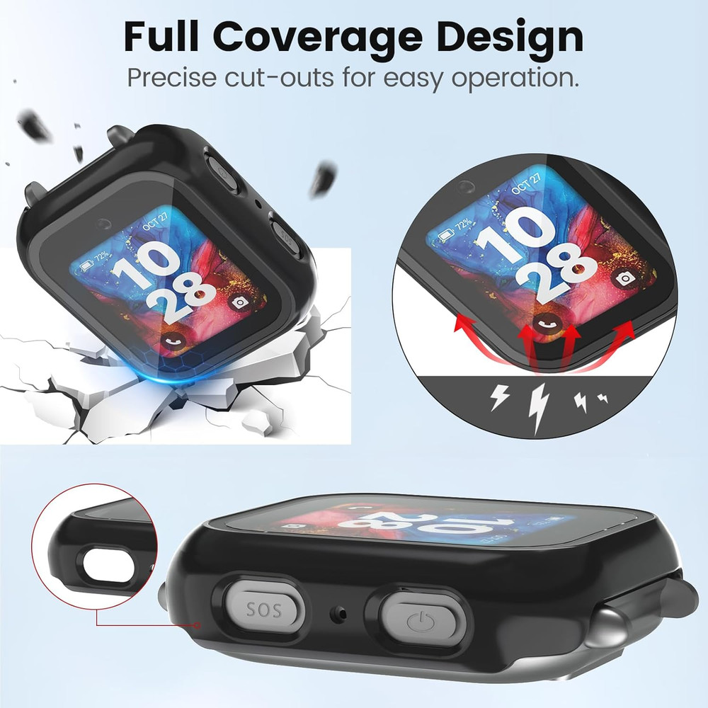 Compatible with Bark Watch Screen Protector, 2 Pack Bumper Case with Scratch-Res
