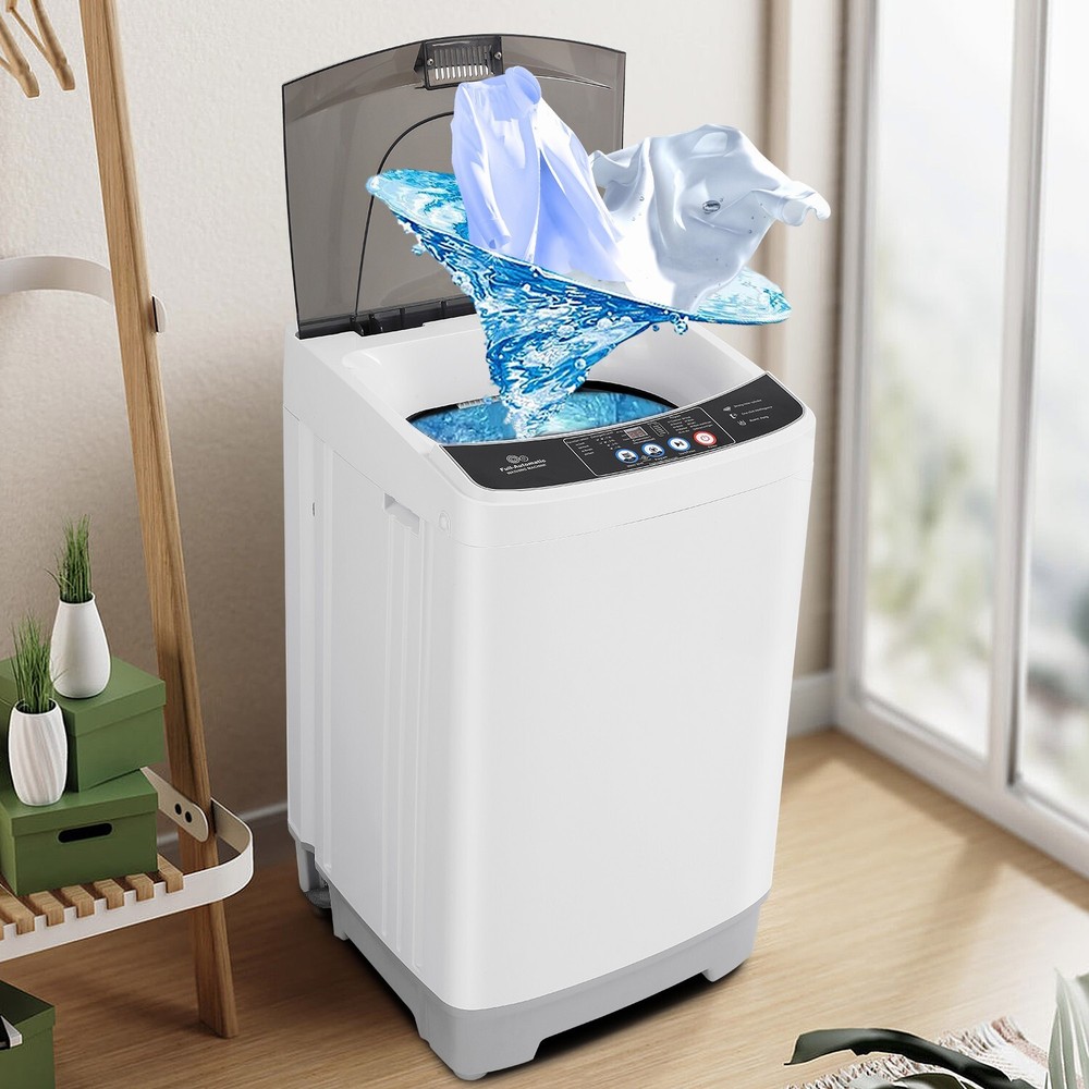 Portable Washing Machine 15.6lbs Full-Automatic Compact Washer w/10 Programs U.S