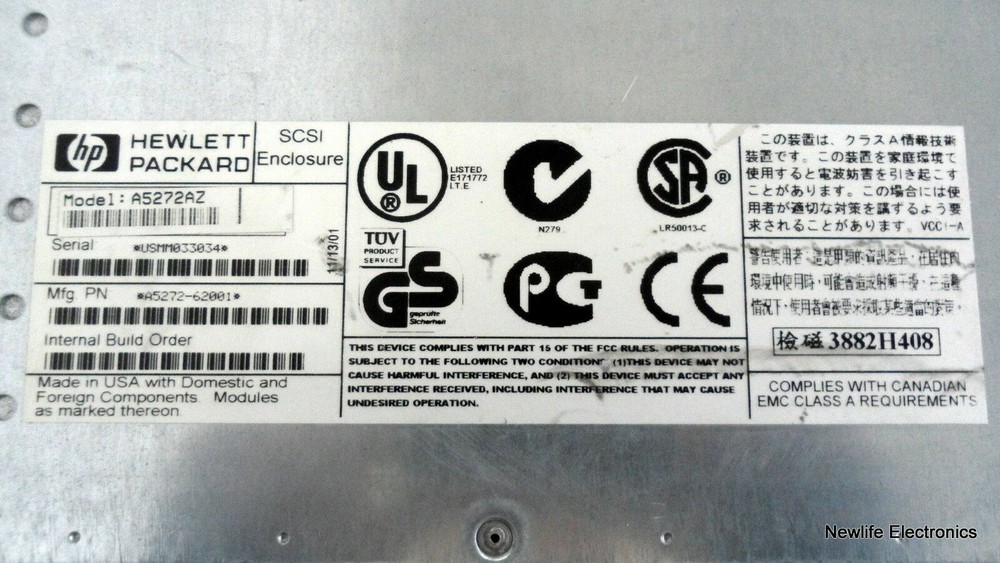 HP A5272-62001 SureStore E Sc10 Disk Enclosure