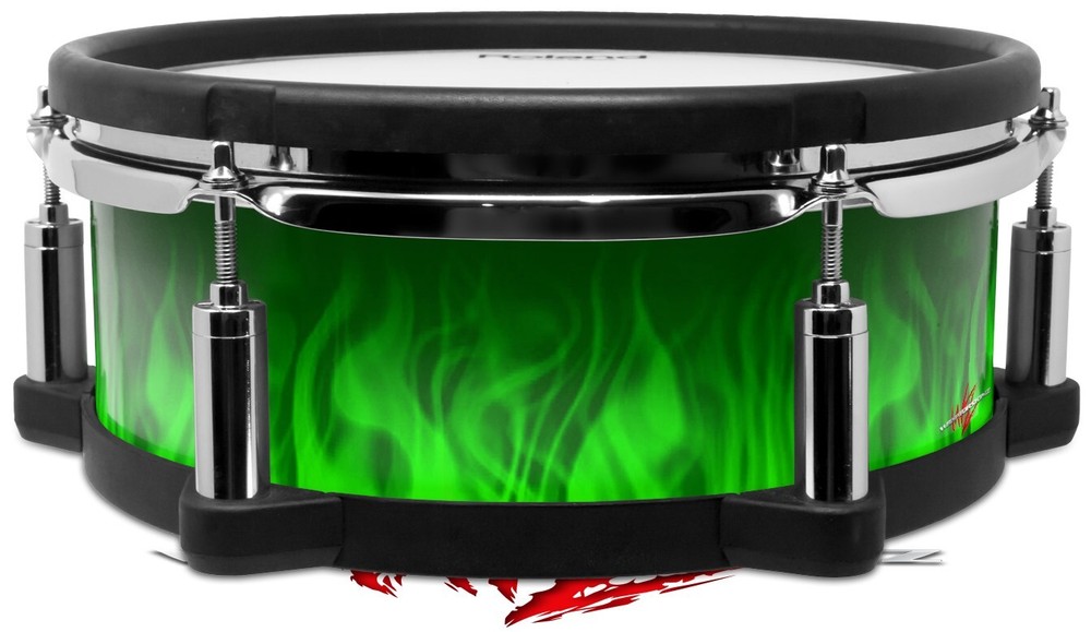Wrap for Roland vDrum Shell PD108 Fire Flames Green