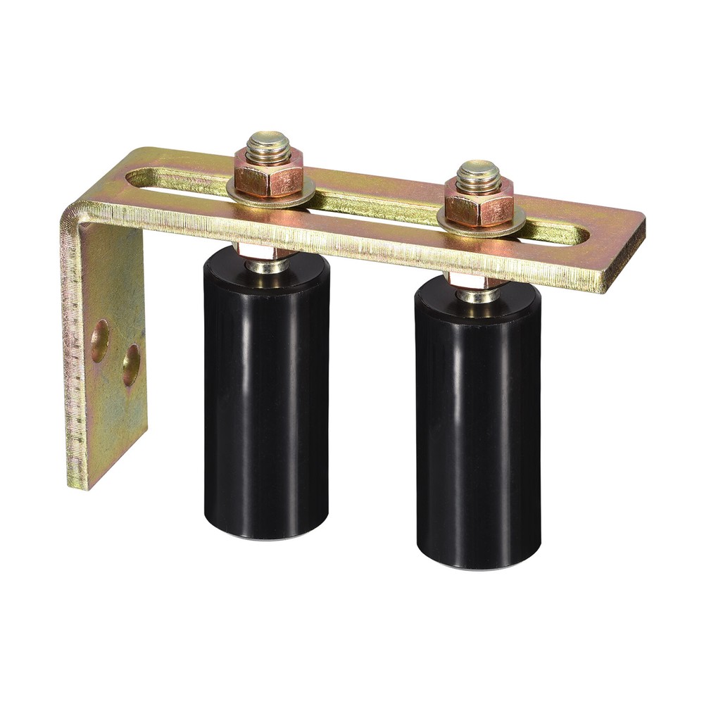 Slide Gate Guide Roller with L Post Bracket 3" Dual Nylon Rollers Black