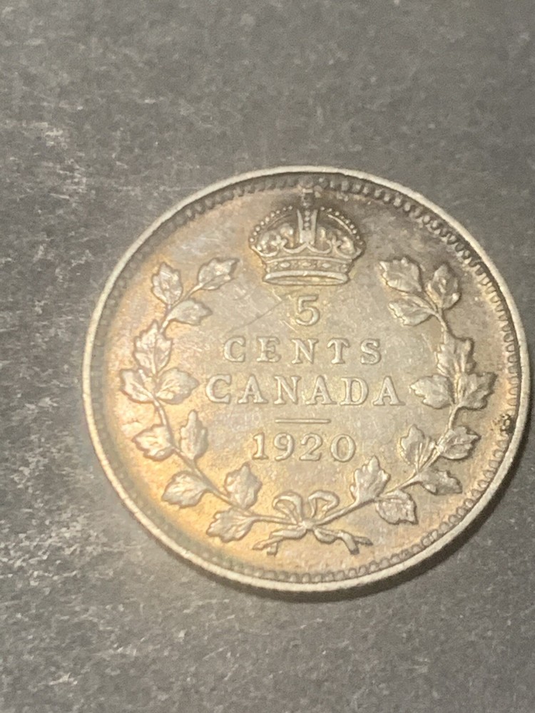 CANADA 1920 Silver Five Cent