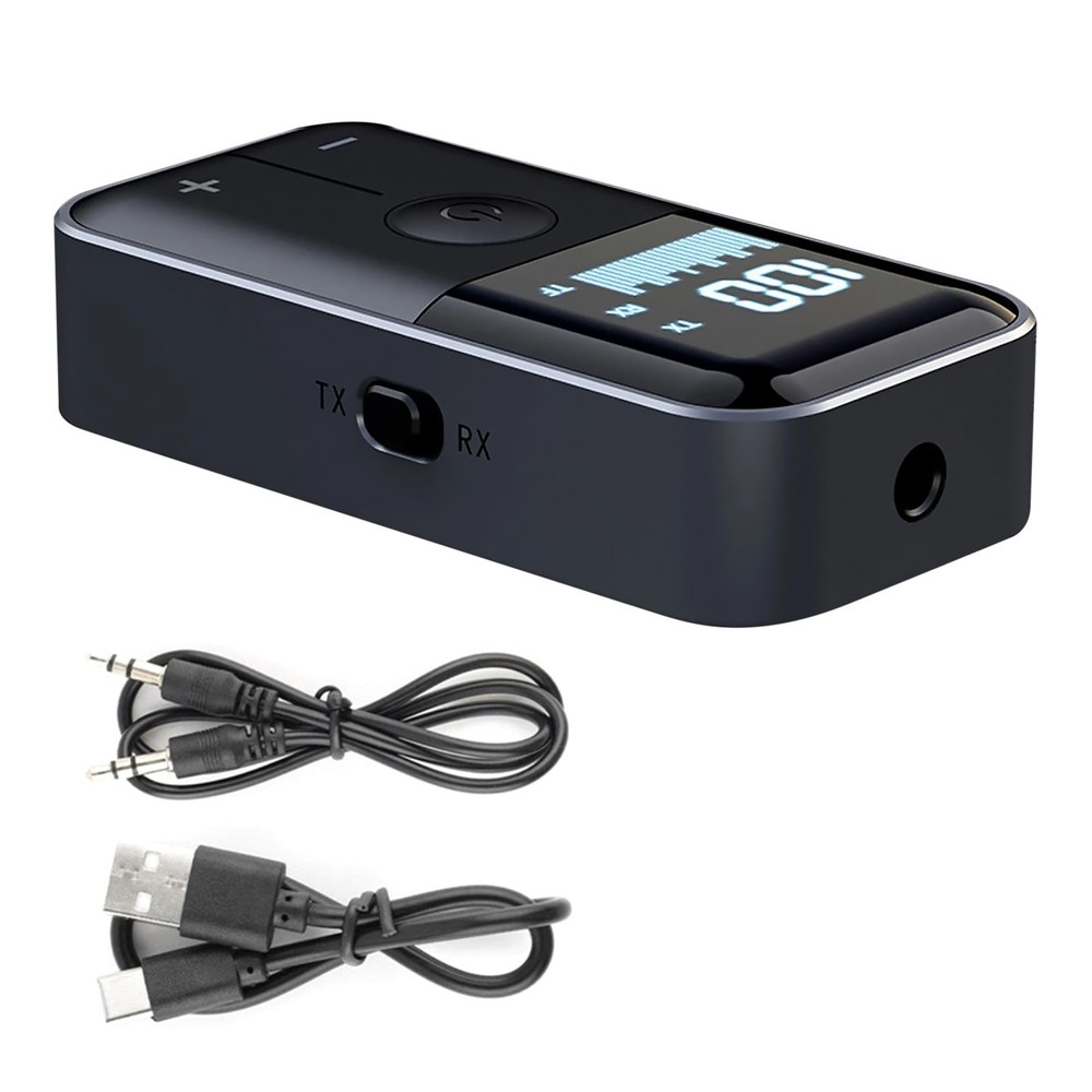 Bluetooth 5.4 Transmitter and Receiver with Battery Indicator 3.5mm Aux Adapter
