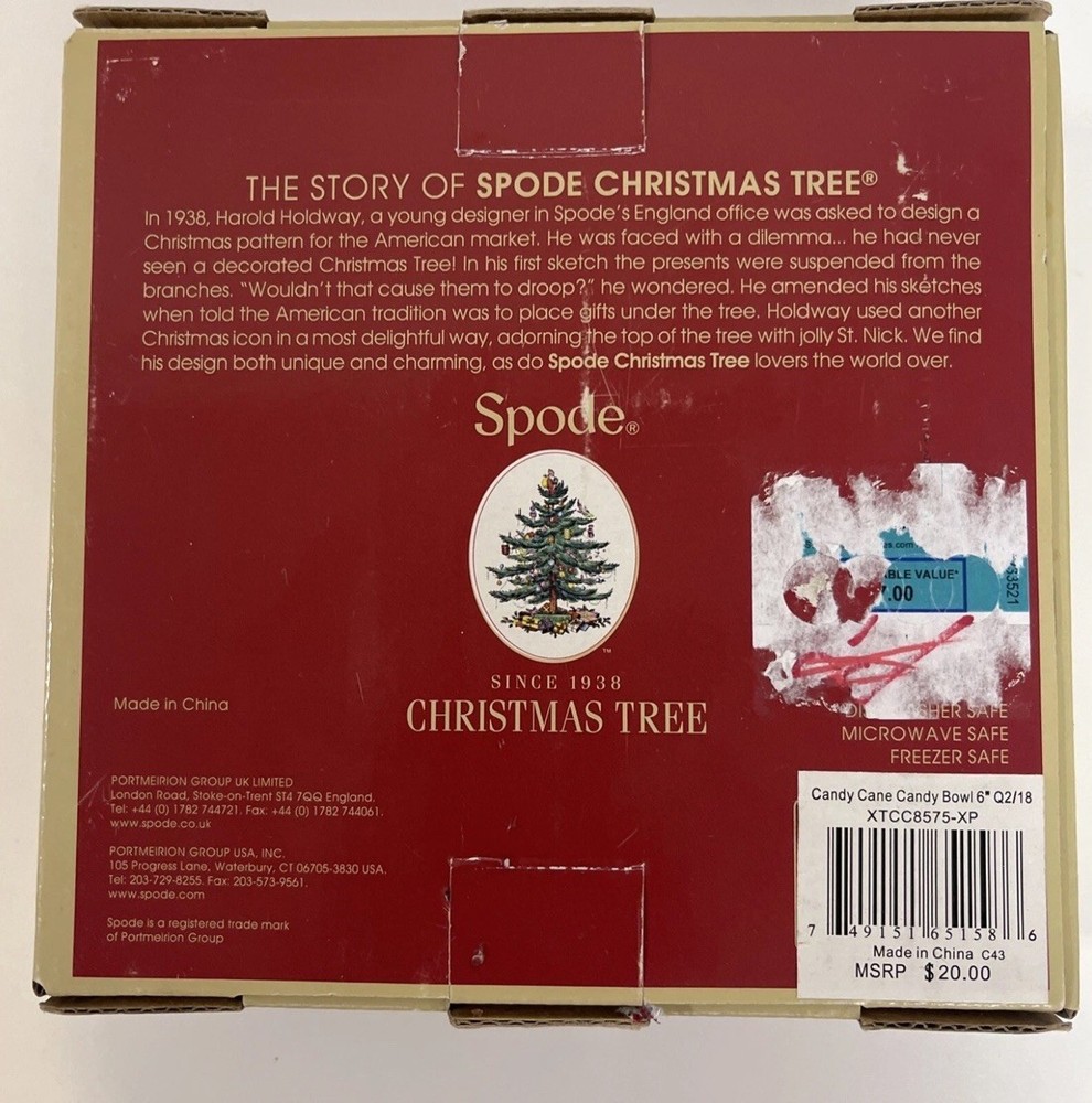 Spode Christmas Tree 6" Candy Cane Candy Bowl ⭐Brand New ⭐