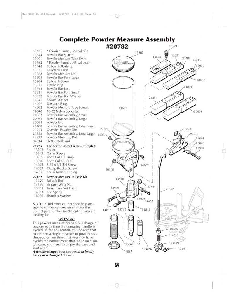 Dillon Powder Measure Connector Body Collar Complete