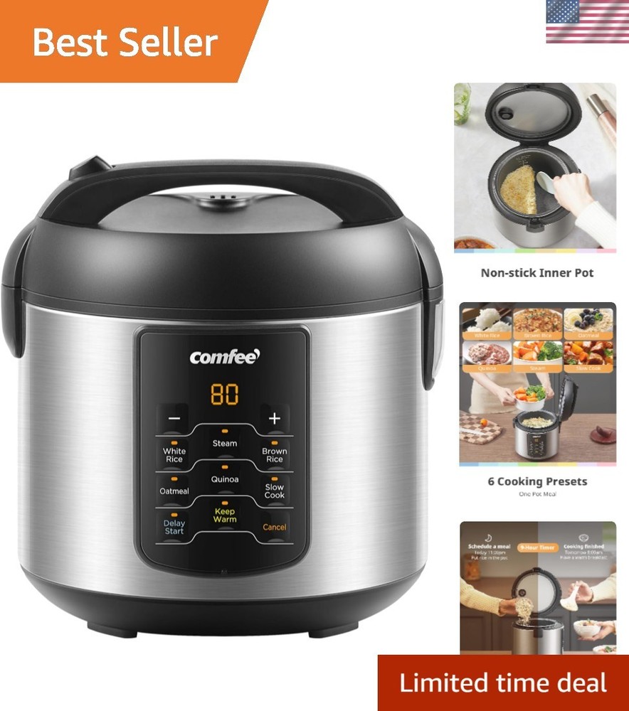 Stainless Steel Multi Cooker with One-Touch Programs - 8 Cups Cooked Capacity