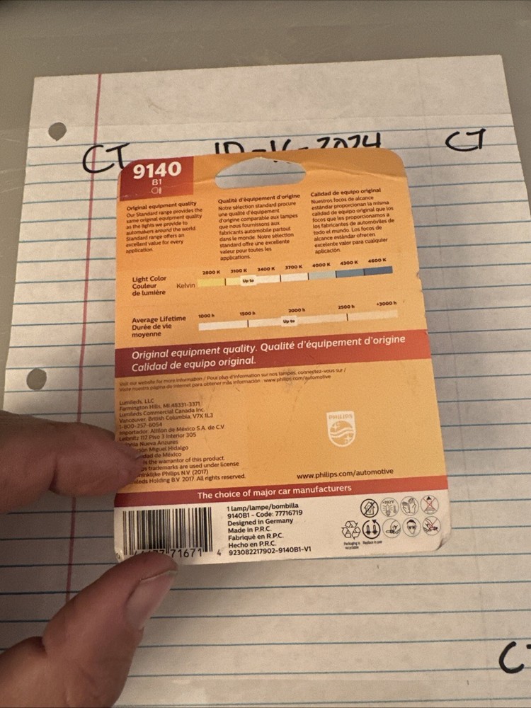 Philips 9140 Standard Halogen Replacement Front Fog Bulb, 1 Pack