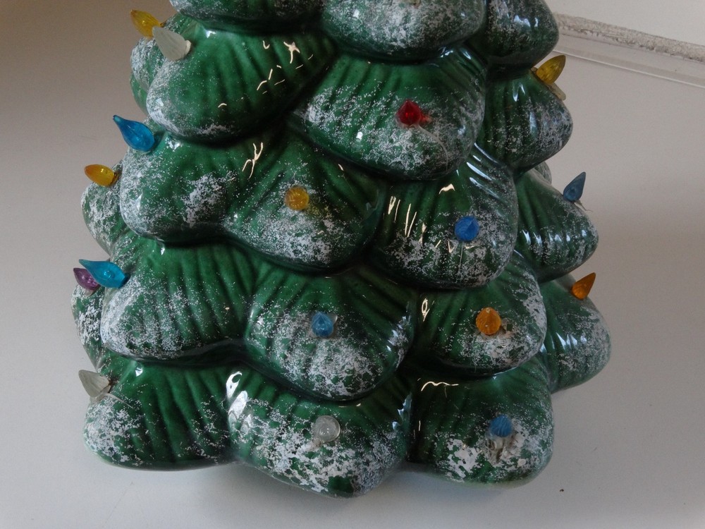 15" Green Ceramic Christmas Tree Tabletop Decor