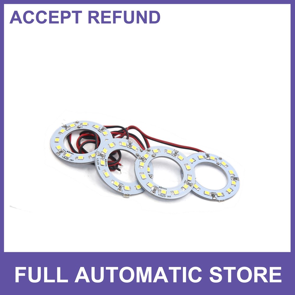 4 pcs Universal 12V White 40mm 12 LED  Ring Light fit for auto Automobile