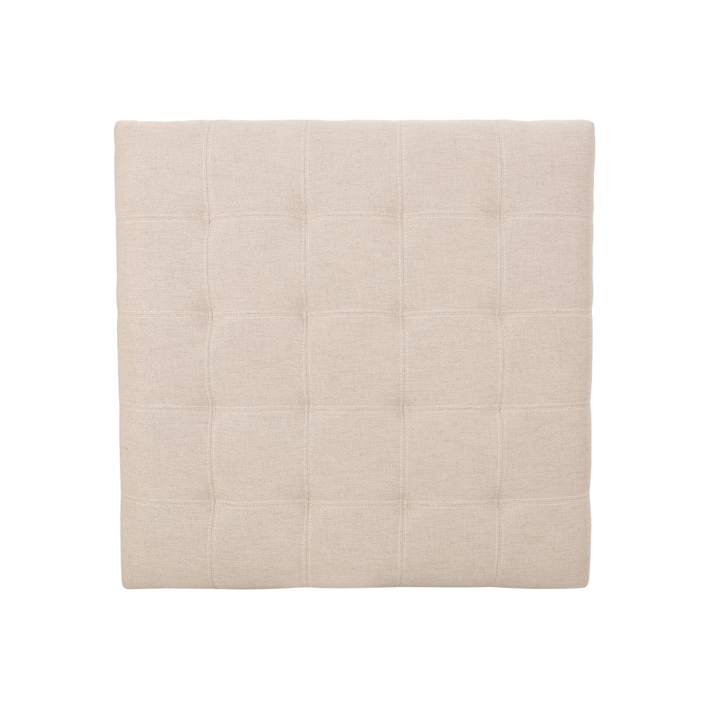 Upholstered Tufted Fabric Storage Ottoman, Wheat